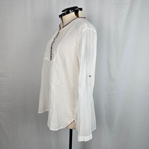 Gap Long Sleeve Blouse Women's XXL White w/ Red & Black Embroidered - Picture 6 of 16